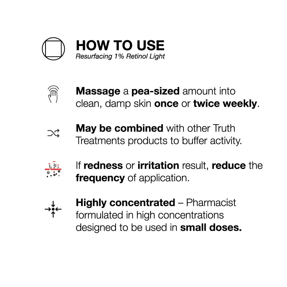 Truth Treatments Resurfacing 1% Retinol Light Retinol Serums Truth Treatment Systems