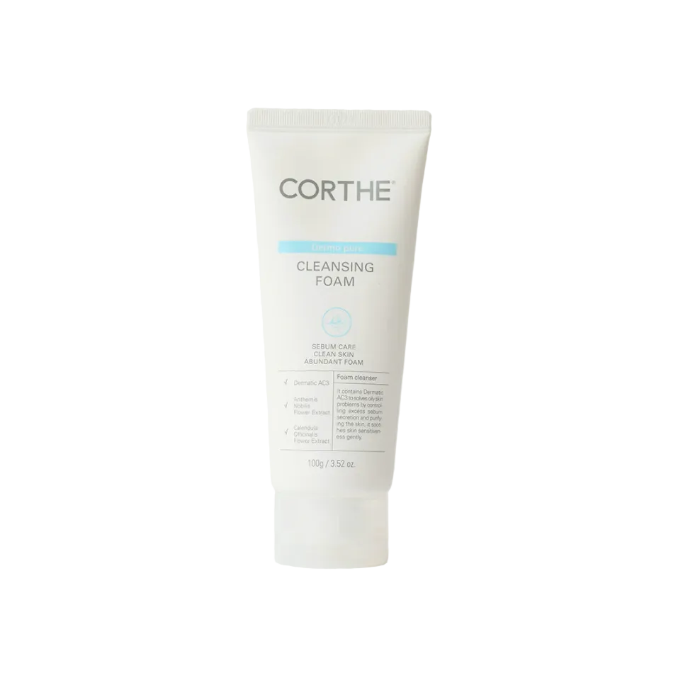 Corthe Dermo Pure First Aid Cleansing Foam on white background