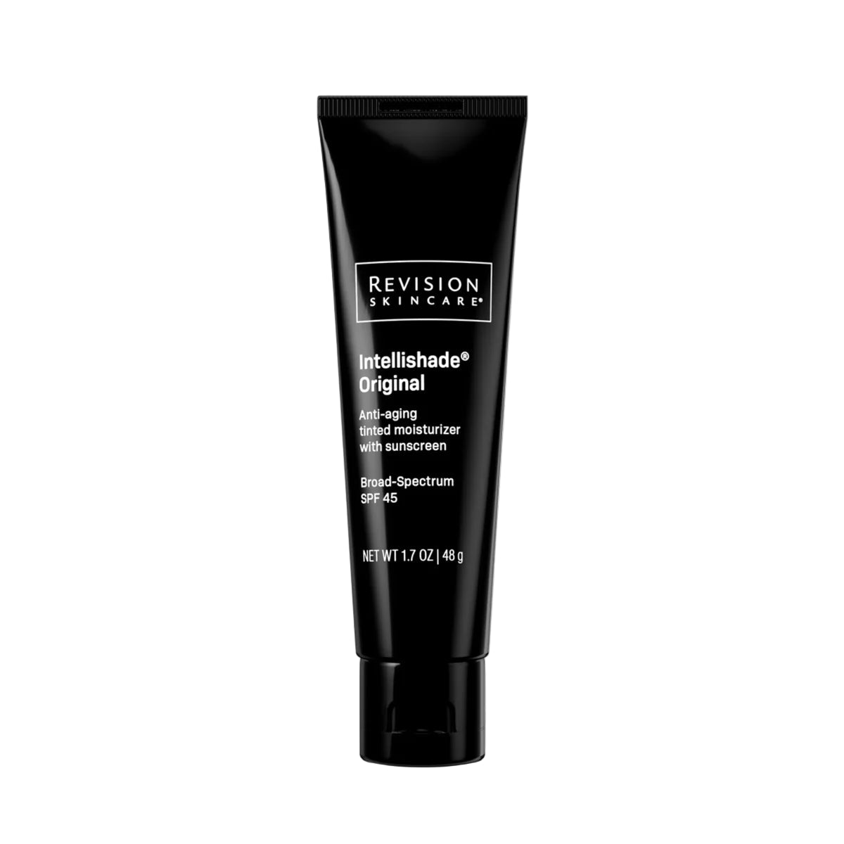 Black tube of Revision Skincare Intellishade Original on a white background
