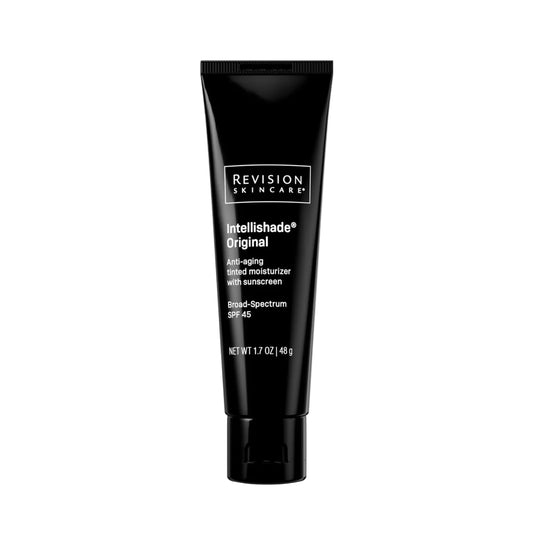 Black tube of Revision Skincare Intellishade Original on a white background