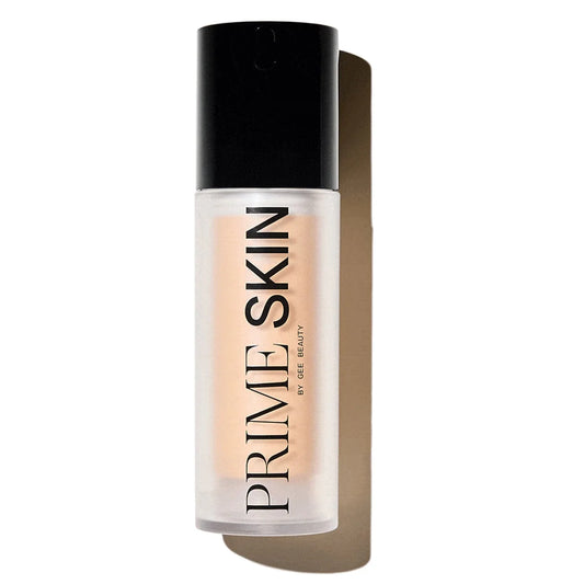 Foundation bottle labeled 'Prime Skin' by Gee Beauty on a white background