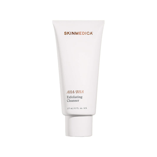 SkinMedica AHA/BHA Exfoliating Cleanser tube on a white background