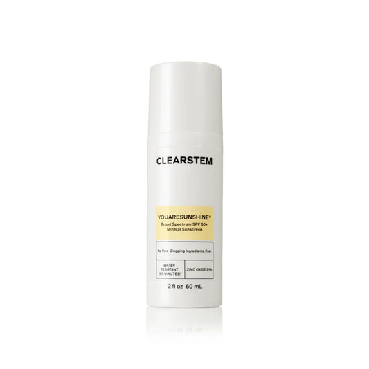 Clearstem sunscreen bottle on a white background