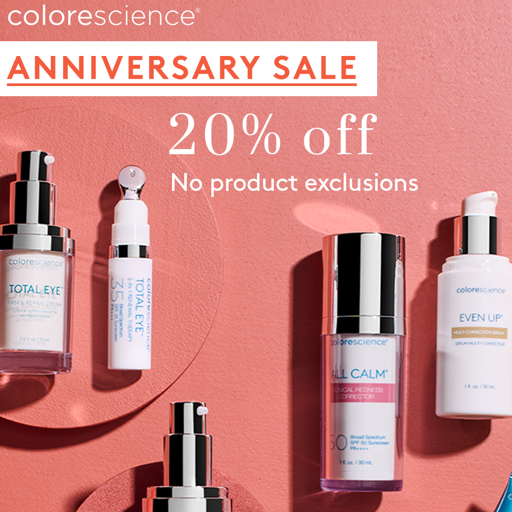 Colorescience GWP Sale banner for 20% off Colorescience plus Free Gift
