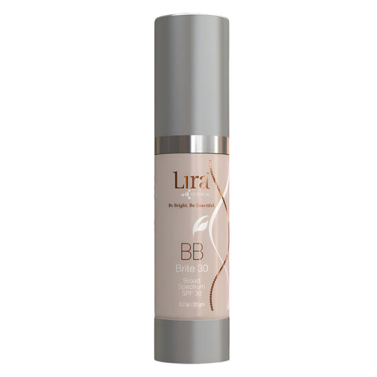 Lira BB cream bottle on a white background