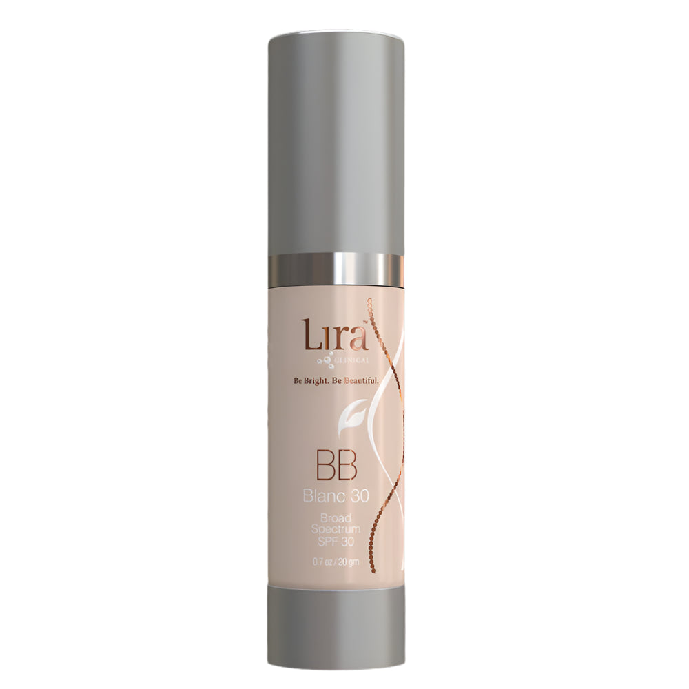 Lira BB cream bottle on a white background