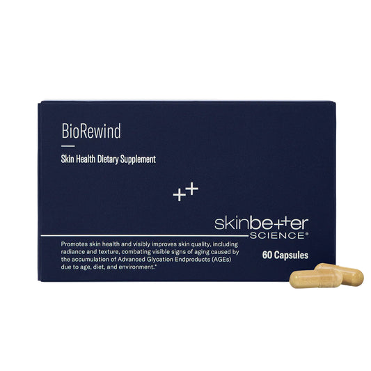 BioRewind skin health dietary supplement packaging with capsules on a white background