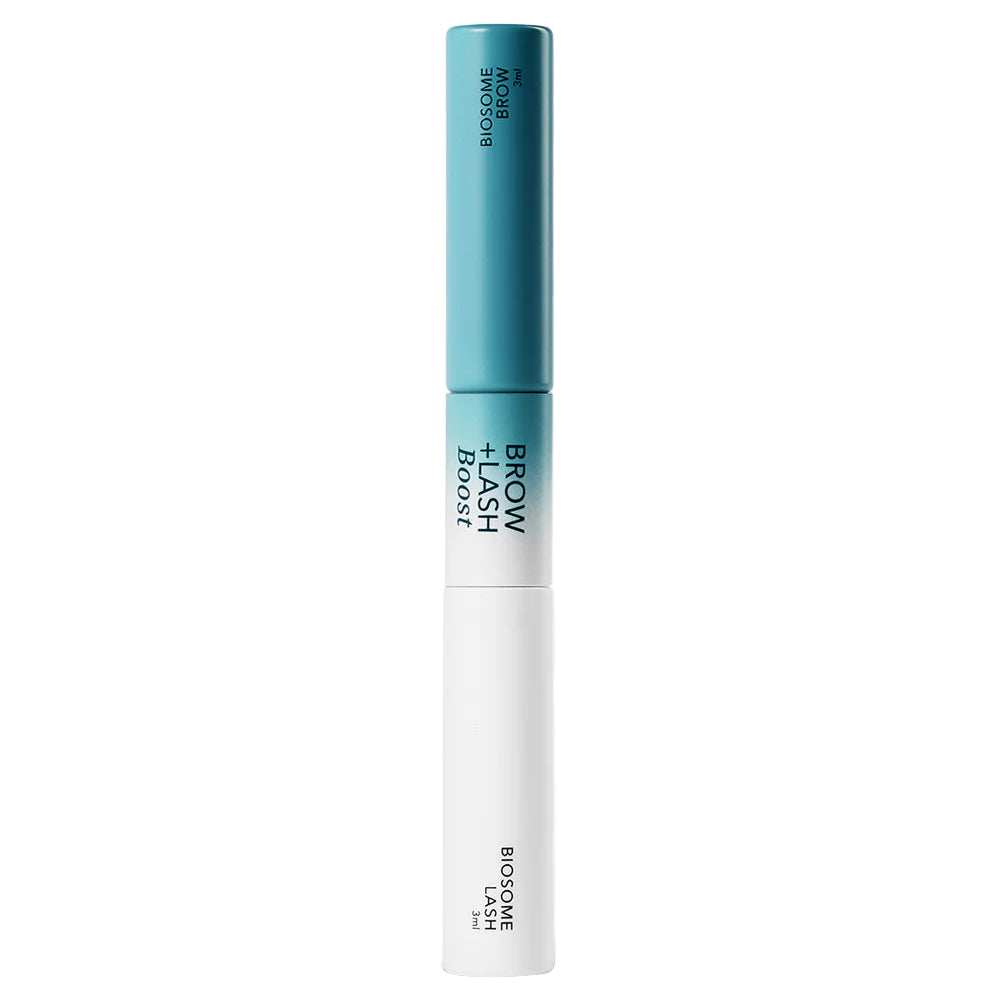Brow gel with blue cap and white body on a light gray background