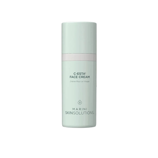 Light green face cream bottle with 'Marini Skinsolutions' branding on a white background - Marini SkinSolutions C-ESTA Face Cream