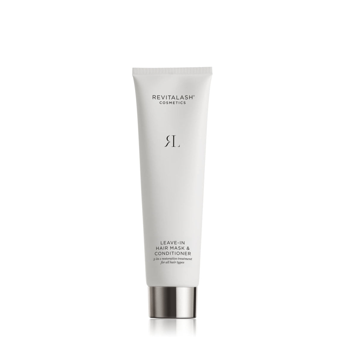 Revitalash leave-in hair mask & conditioner tube on a white background