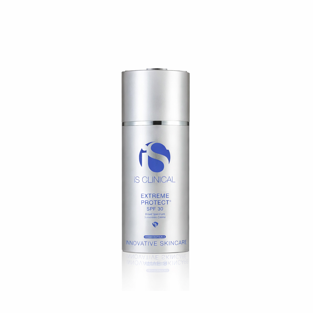 Skincare bottle labeled 'iS Clinical' on a white background