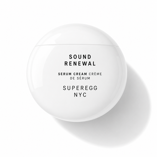 Superegg Sound Renewal Serum Cream on white background