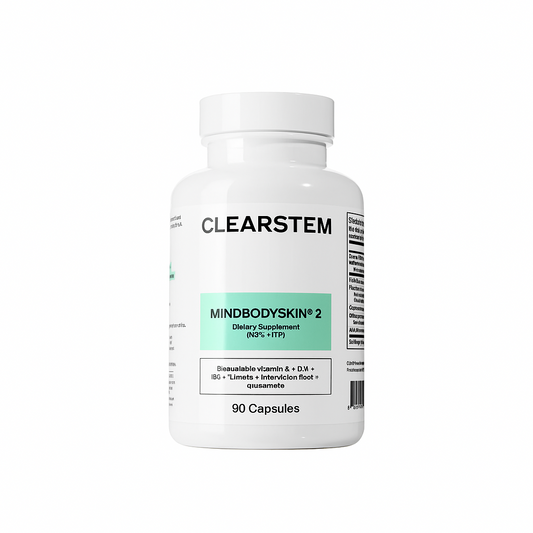 Clearstem supplement bottle on a white background