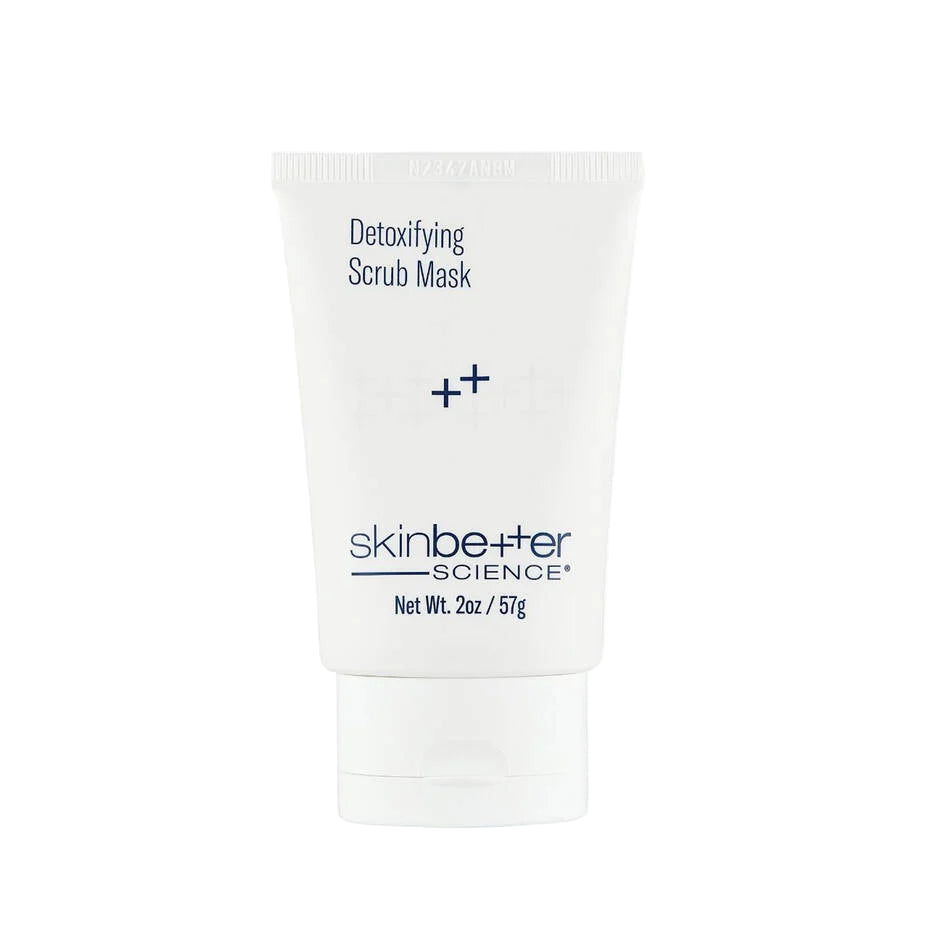 Detoxifying scrub mask packaging with 'skinbetter science' branding on a white background