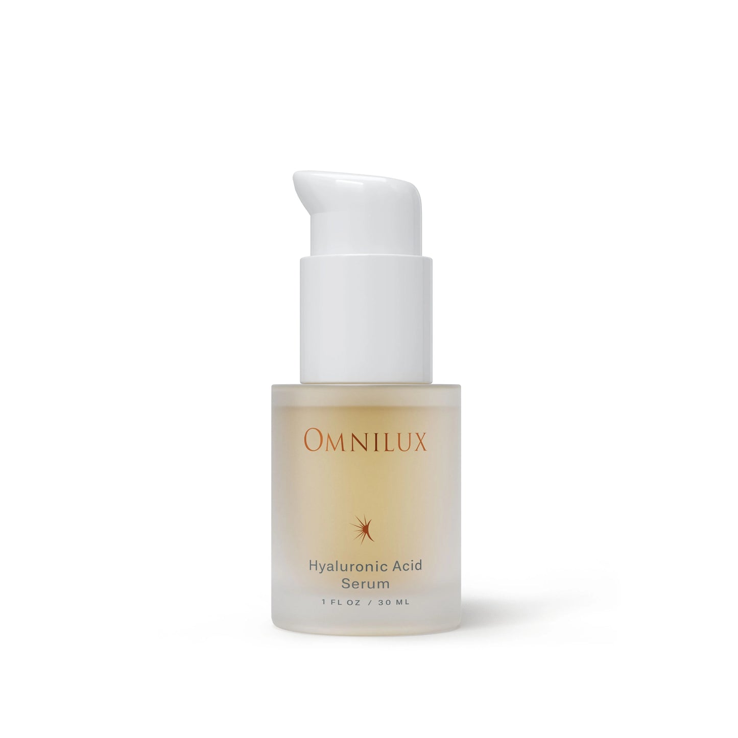 Omnilux Hyaluronic Acid Serum bottle on a white background