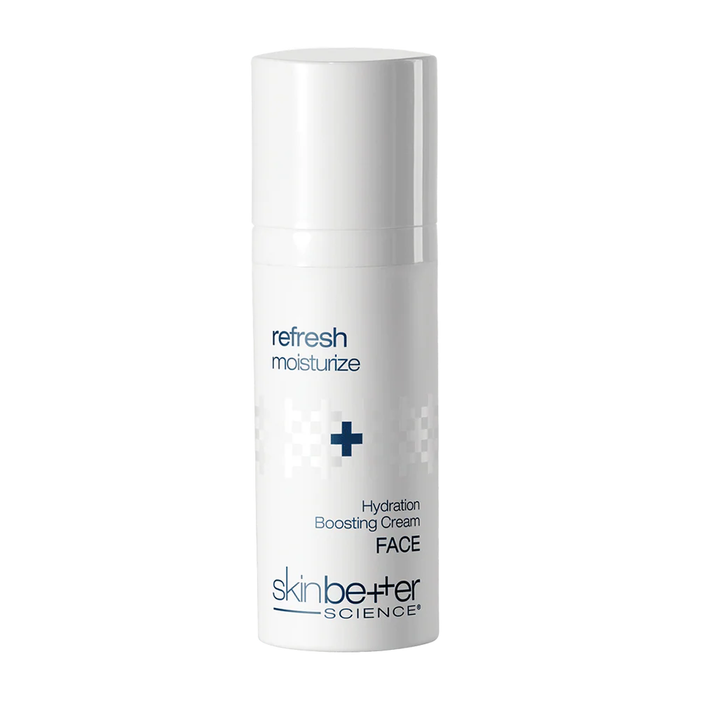 Skincare cream bottle labeled 'refresh moisturize' on a white background