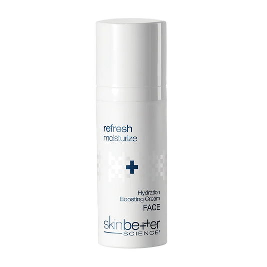 Skincare cream bottle labeled 'refresh moisturize' on a white background