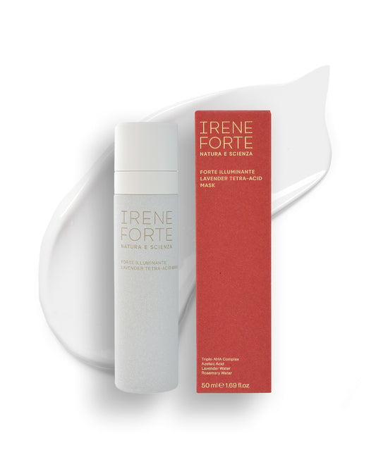Irene Forte Skincare Lavender Tetra Acid Mask skincare product with red label on a white background
