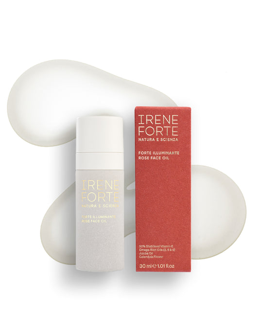 Irene ForteSkincare Rose Face Oil package on white packground