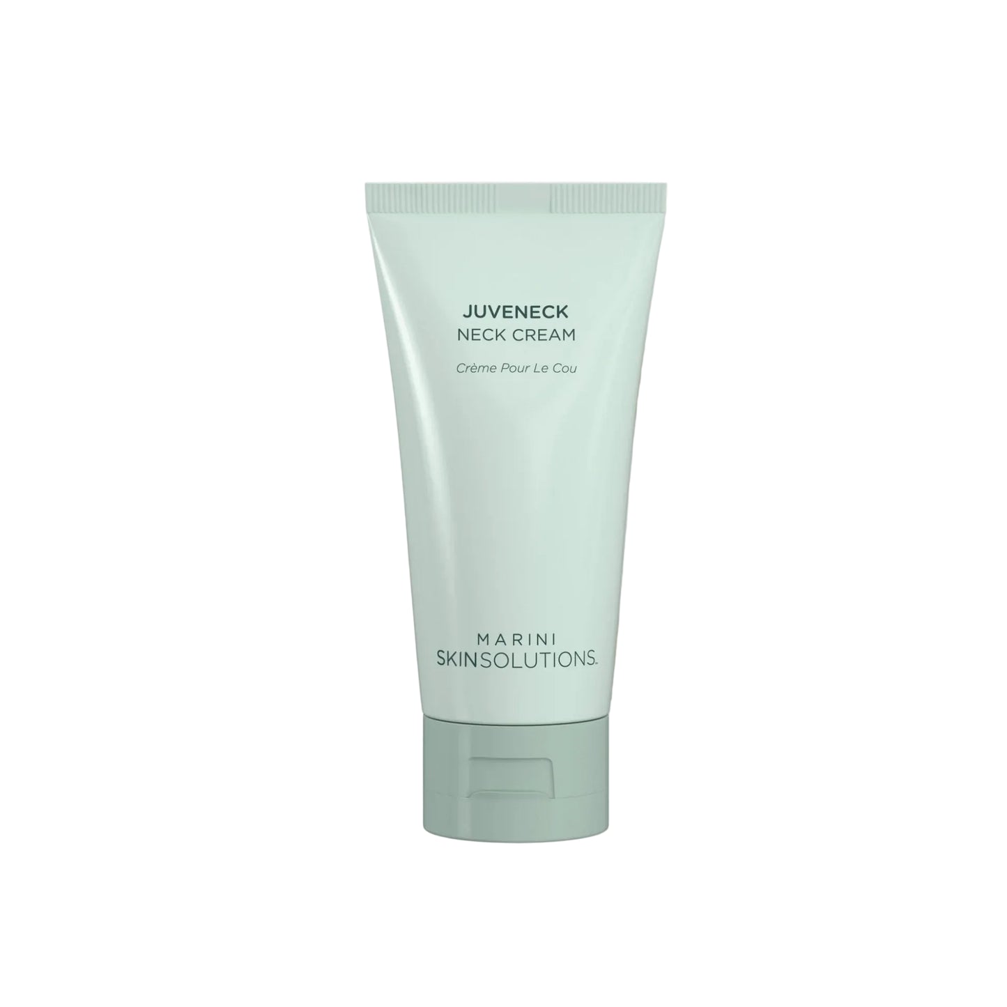 Tube of Juveneck Neck Cream by Marini Skinsolutions on a light gray background