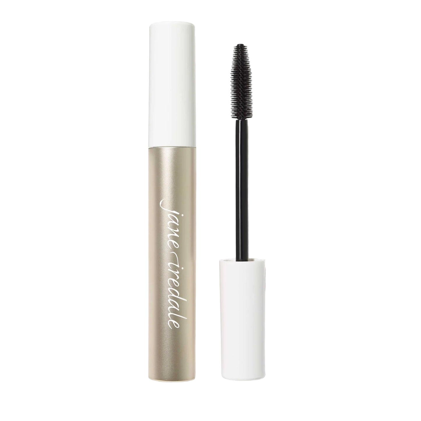 Mascara with white and gold casing on a white background