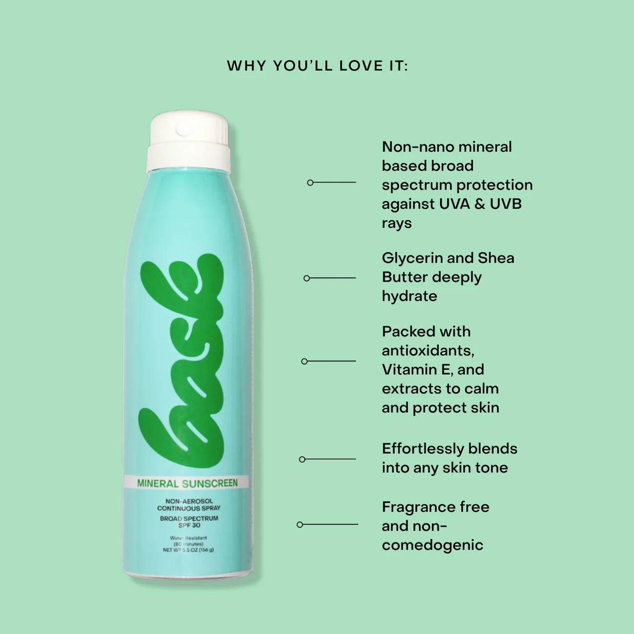 Bask Mineral Fragrance-Free Non-Aerosol Spray - SPF 30