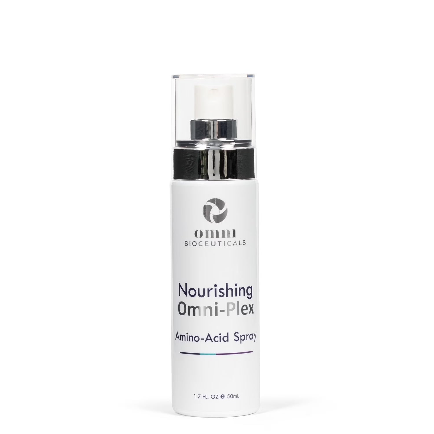 Nourishing Omni-Plex amino-acid spray bottle on a white background