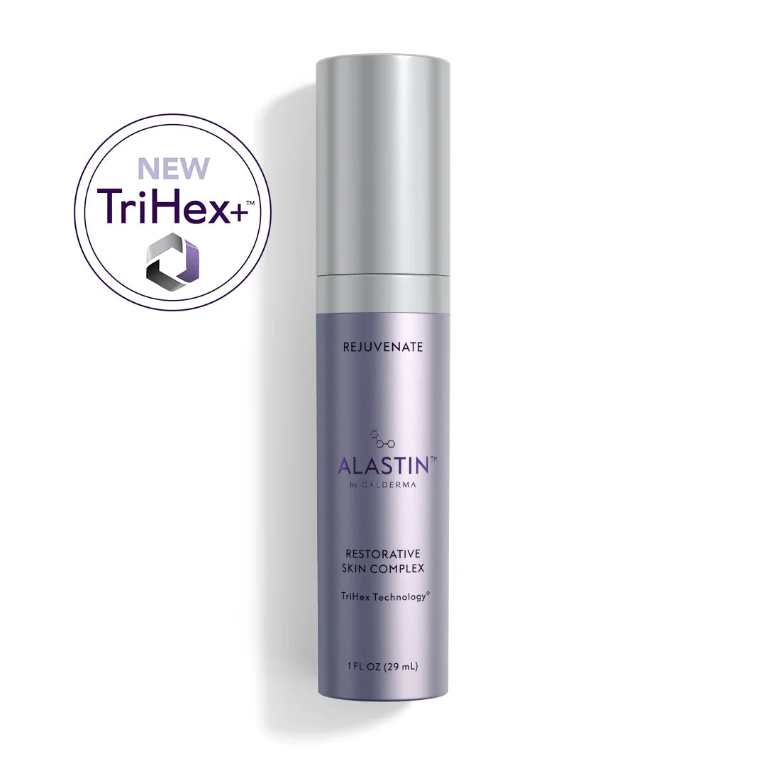 Alastin Restorative Skin Complex bottle with TriHex+ logo on a white background