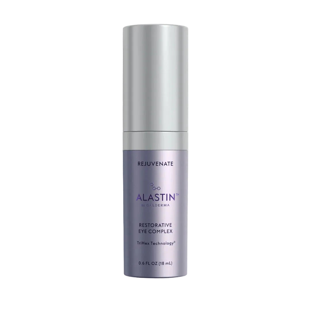 A single cosmetic bottle of Alastin  Rejuvenate Restorative Eye Complex on a clean white background with a soft shadow.