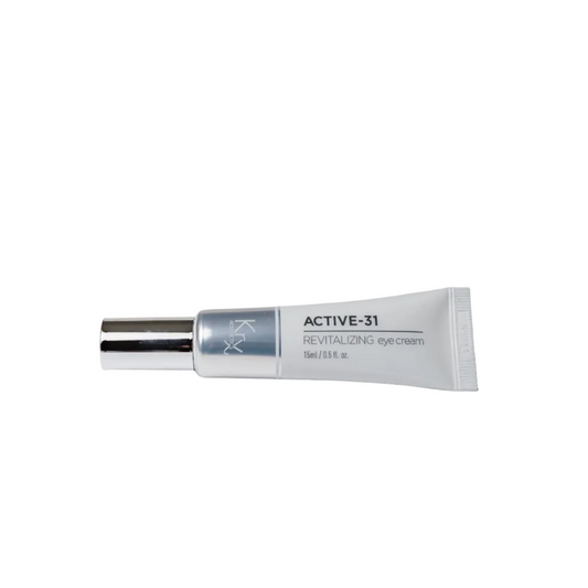 Tube of Active-31 eye cream on a light gray background