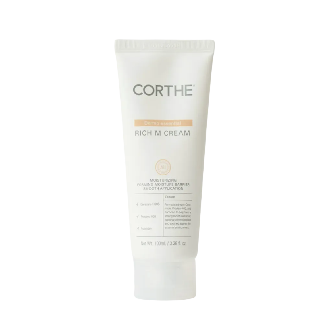 Tube of Corthe Rich M Cream on a white background