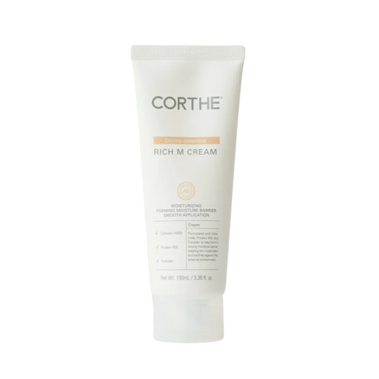 Tube of Corthe Rich M Cream on a white background