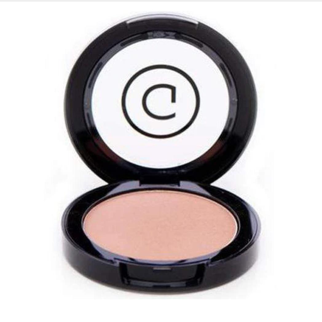 Compact powder in a black case with a brand logo on a white background