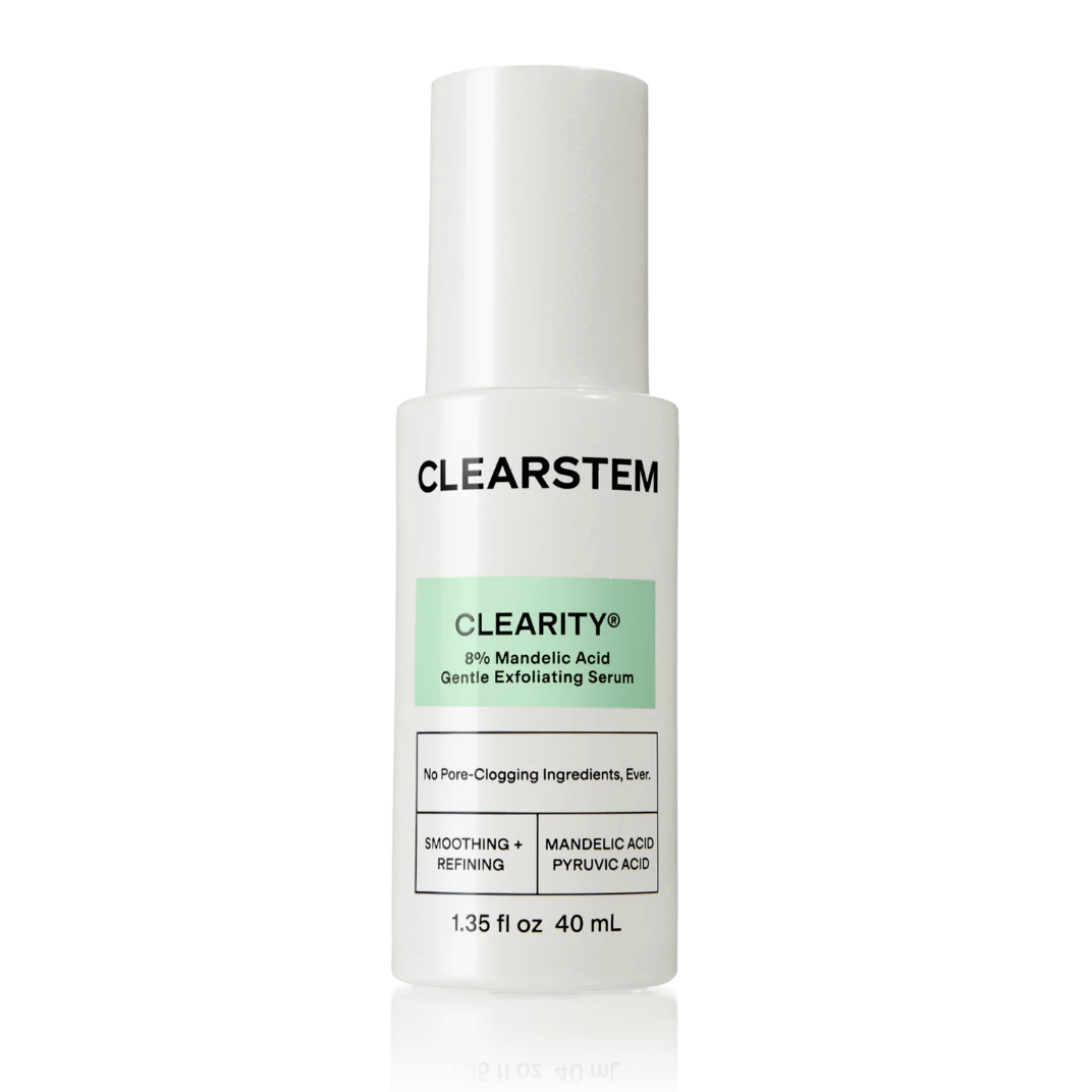Clearstem skincare serum bottle on a white background