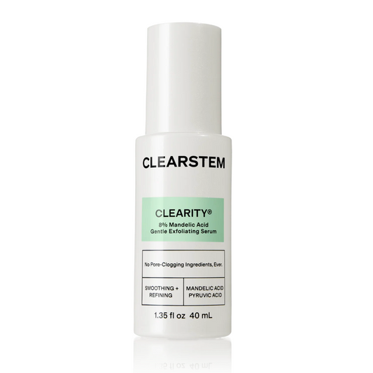 Clearstem skincare serum bottle on a white background