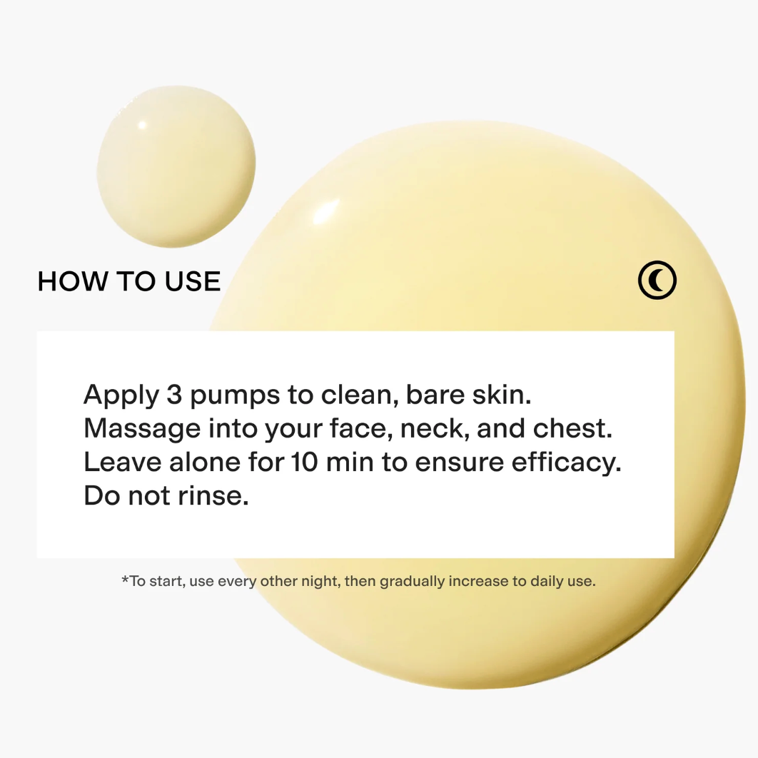 Instructions for using a skincare product with a close-up of the cream and text on a white background.
