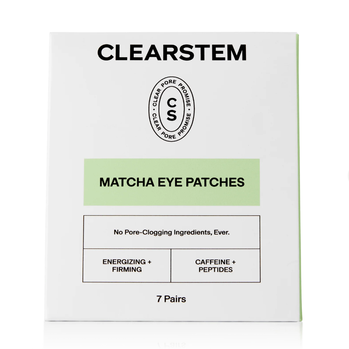 Clearstem Matcha Eye Patches packaging on a white background