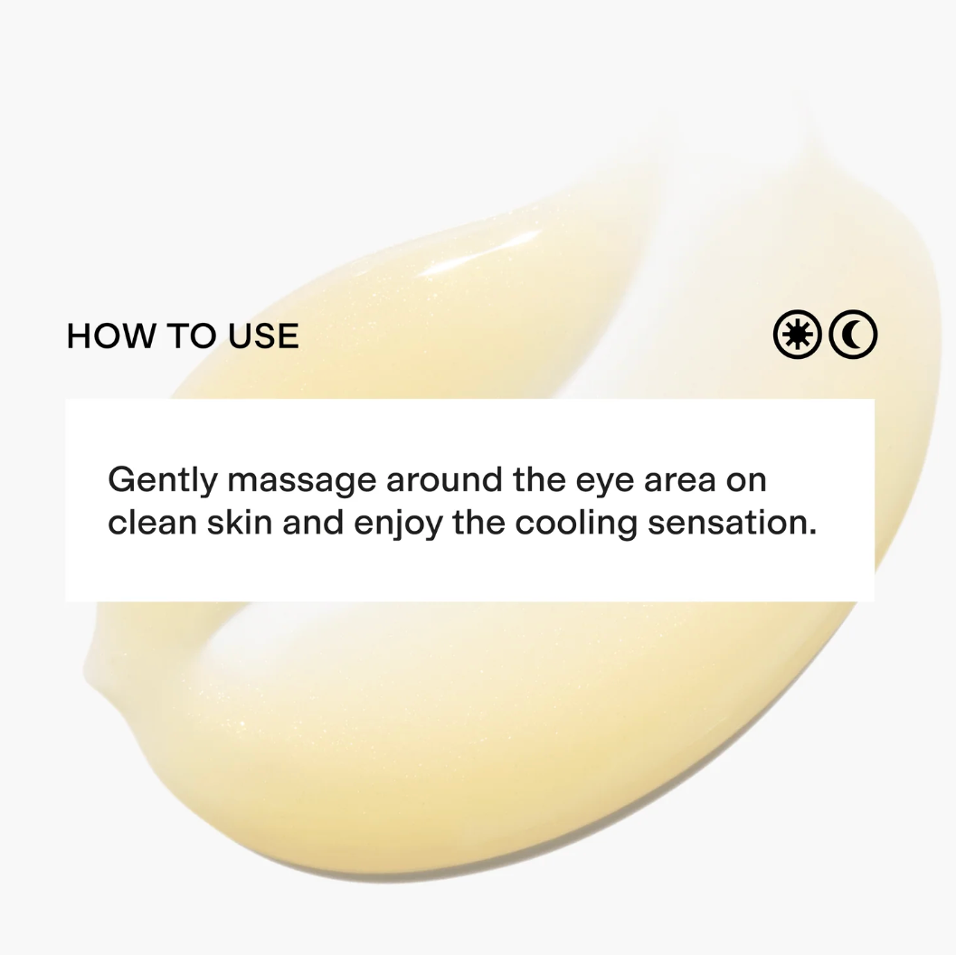 Eye cream with usage instructions on a white background