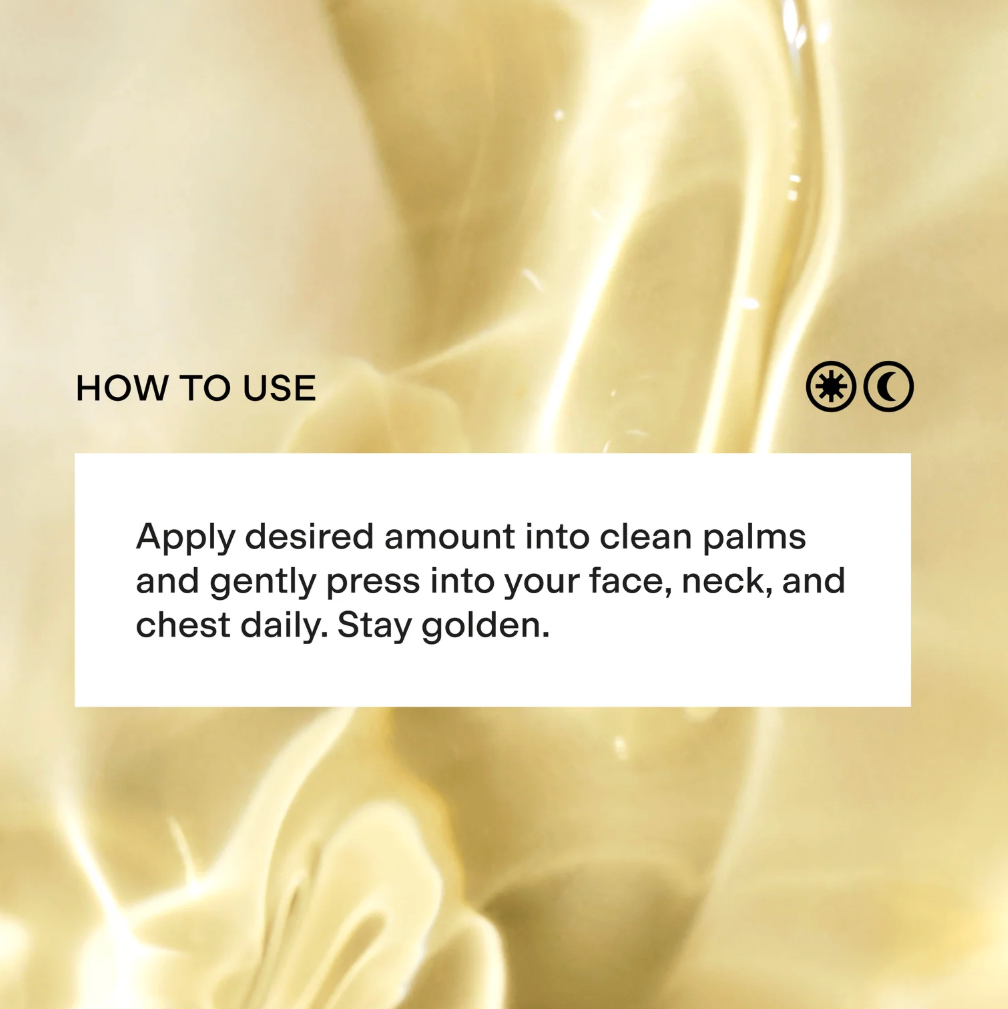 Close-up of a creamy texture with application instructions overlaid.