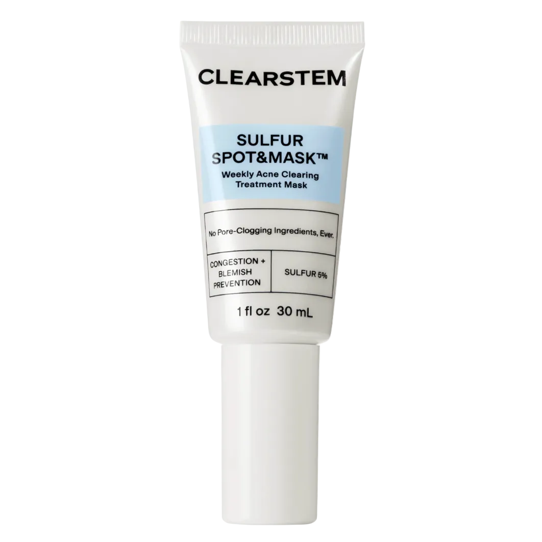 Clearstem Sulfur Spot & Mask treatment mask tube on a white background