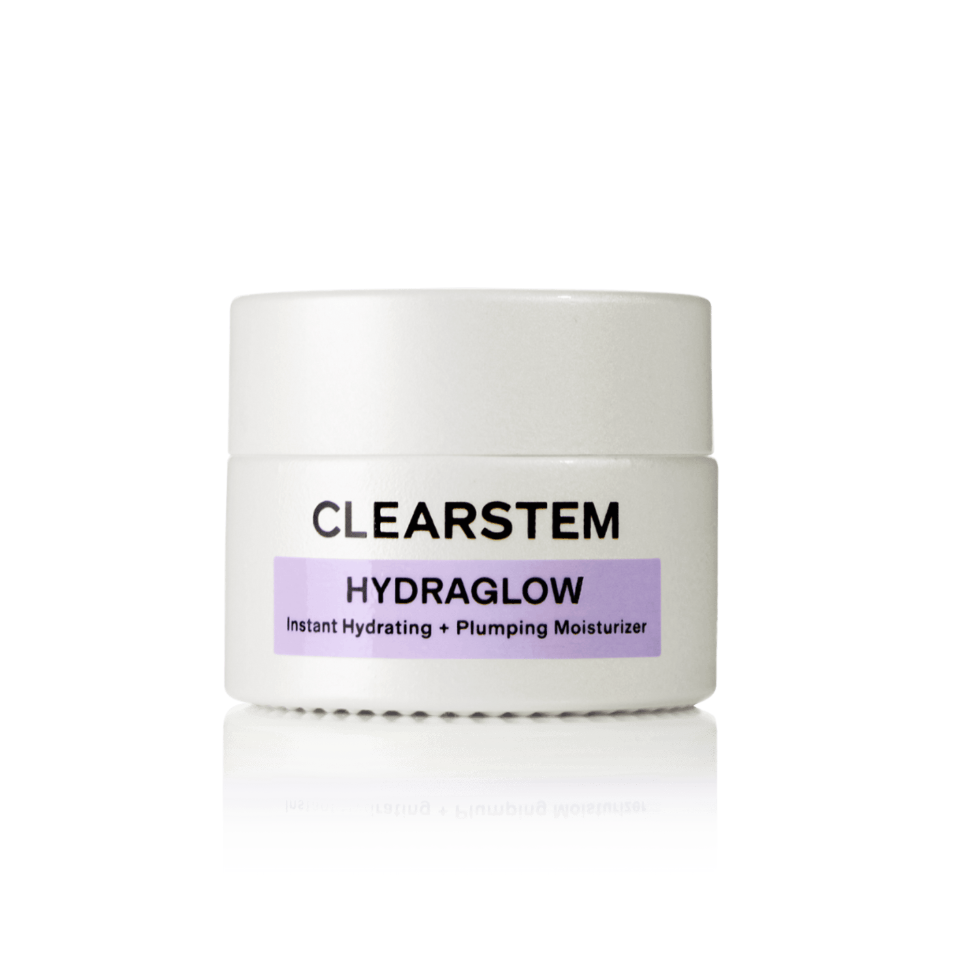 Clearstem Hydraglow moisturizer jar mini on a white background