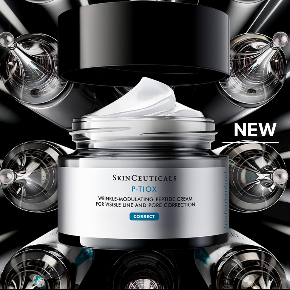 SkinCeuticals P-TIOX cream with black background