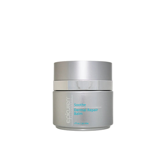 Skincare balm jar labeled 'epicuren' on a white background