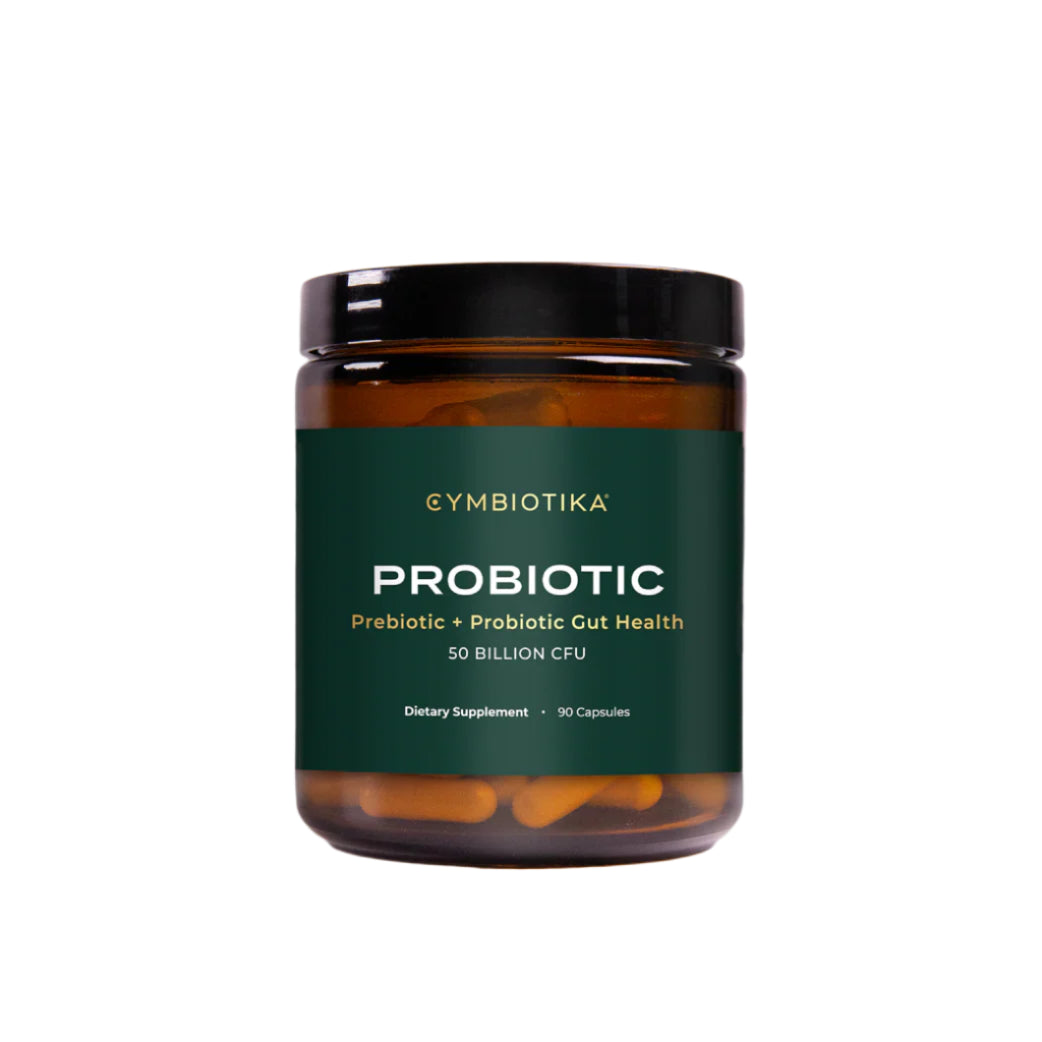 Gymbiotika probiotic supplement jar on a white background