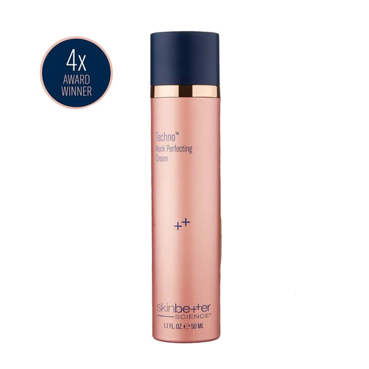 Skincare bottle with pink body and navy cap on a white background, featuring 'skinbetter science' branding.