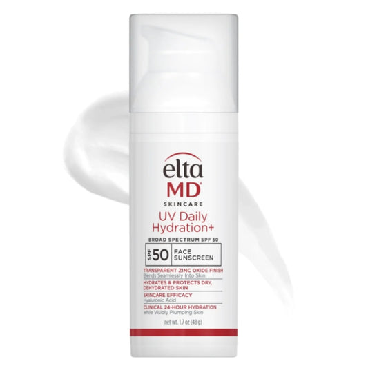 Eltma MD UV Daily Hydration+ sunscreen bottle on a white background