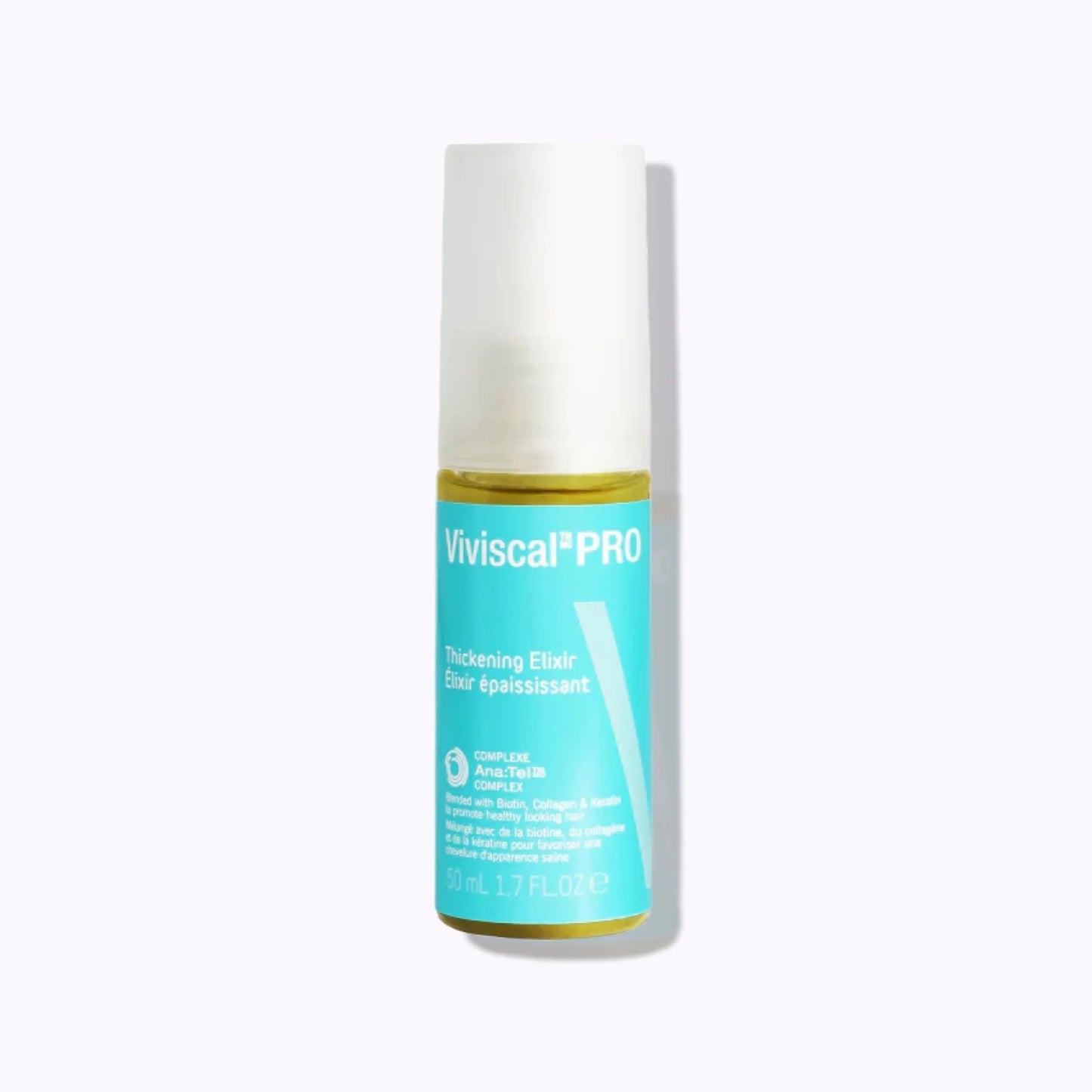 Viviscal Pro thickening elixir bottle on a white background