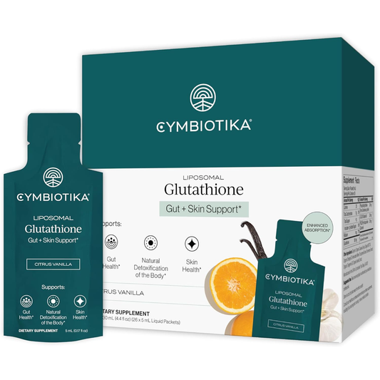Cymbiotika Glutathione supplement packaging with a white background