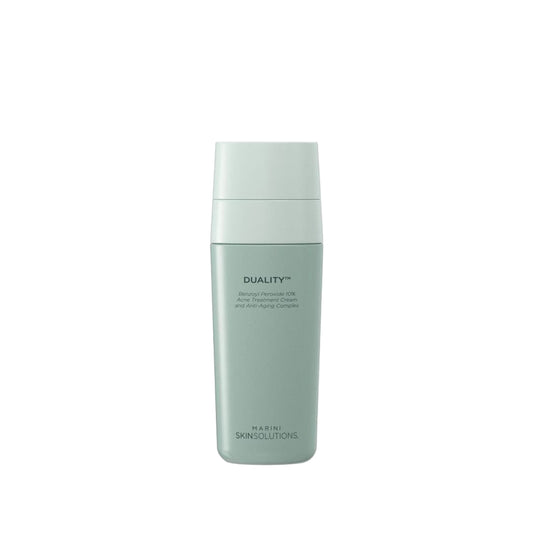 Skincare bottle labeled 'Duality' by 'Marini Skinsolutions' on a white background