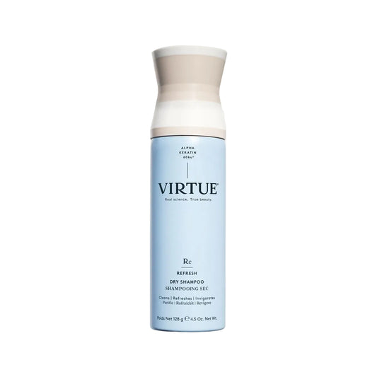 Virtue Refresh Dry shampoo bottle on a white background